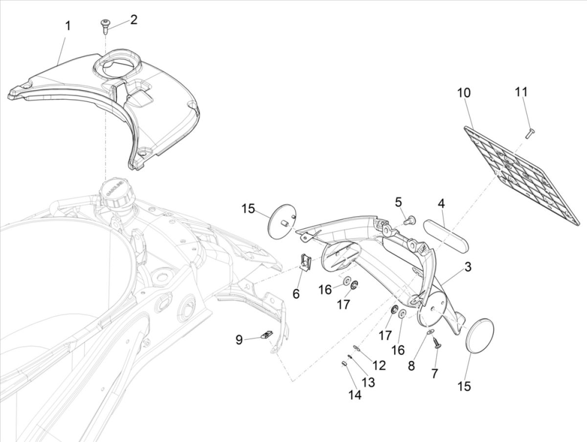 Garde-boue arrière de la Vespa Sprint 125 4T 3V IE ABS E5 2021 (EMEA)
