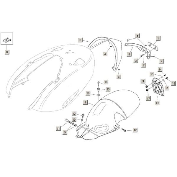 Garde-boue arrière  Aprilia Habana 50 2T (Morini motor) 1999-2004