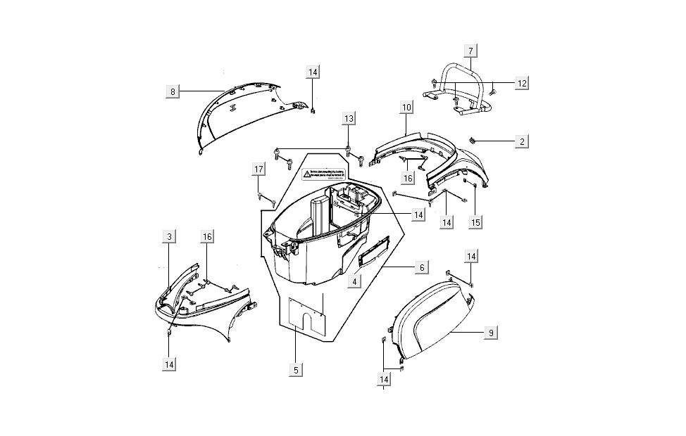 Capots arrière Kymco New Sento 4 temps 50i noir