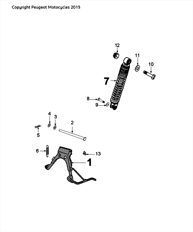 Béquille télescopique arrière Peugeot Speedfight 4 LC noir