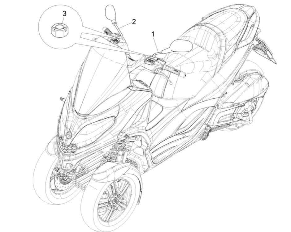 Rétroviseurs Piaggio MP3 300 HPE/300 HPE SPORT E5 ABS 2020-2022 (EMEA)