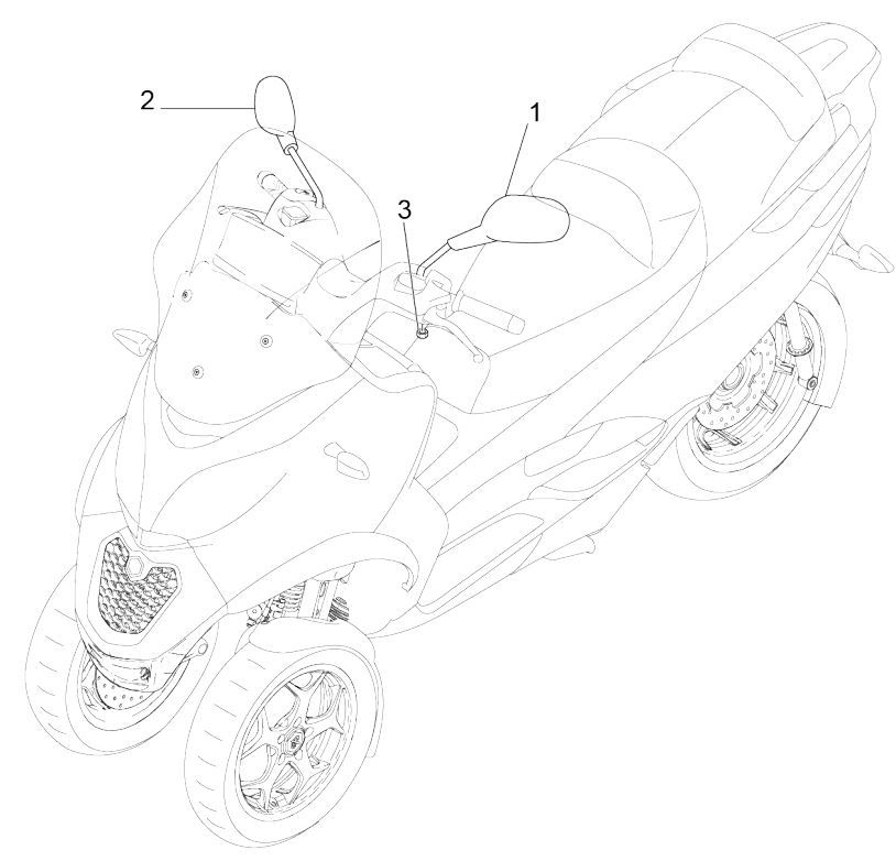 Rétroviseurs Piaggio MP3 300 ie E4 LT BUSINESS - SPORT NOABS-ABS 2016 - 2018 (EMEA)