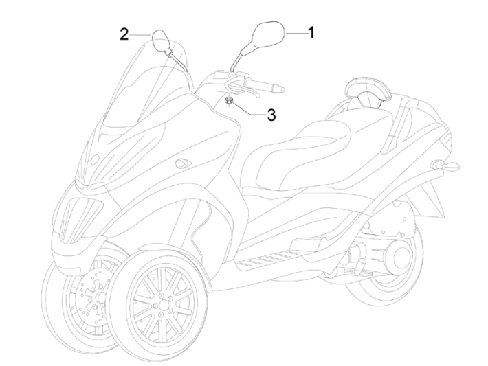 Rétroviseurs Piaggio MP3 300 LT Sport 2009-2014 gris pulsar 711/B