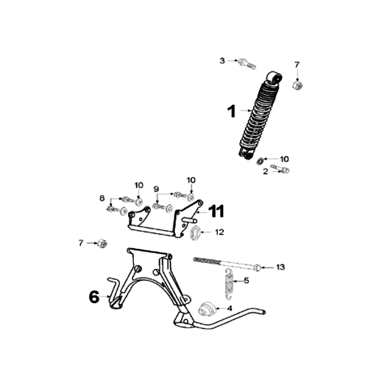 Ressort arrière et béquille Peugeot Speedfight 2 AC Noir