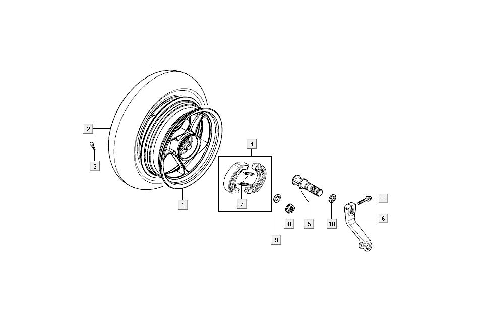 frein arrière Kymco Super9 AC 2 temps nm argent - noir