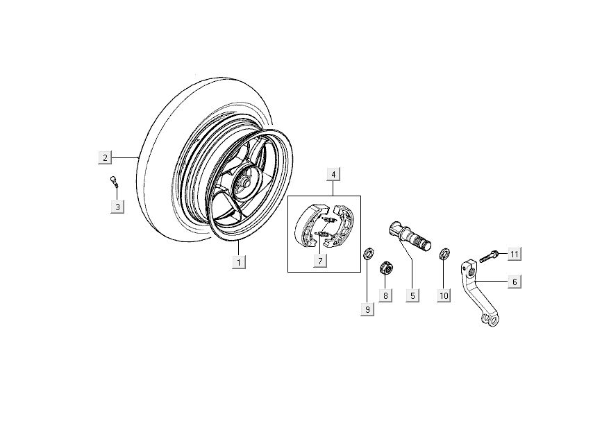 frein arrière Kymco Super9 ac o.m 2 temps noir mat argent