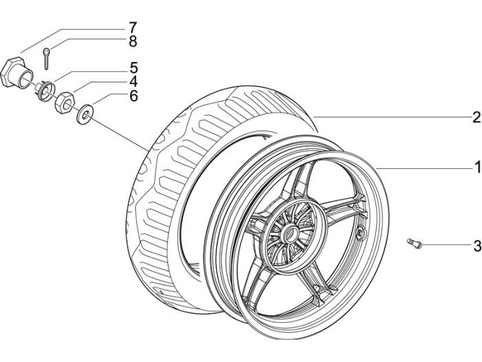 Roue arrière Piaggio Liberty 4 temps