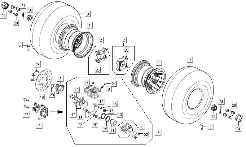 Roue arrière Kymco MXU 300R