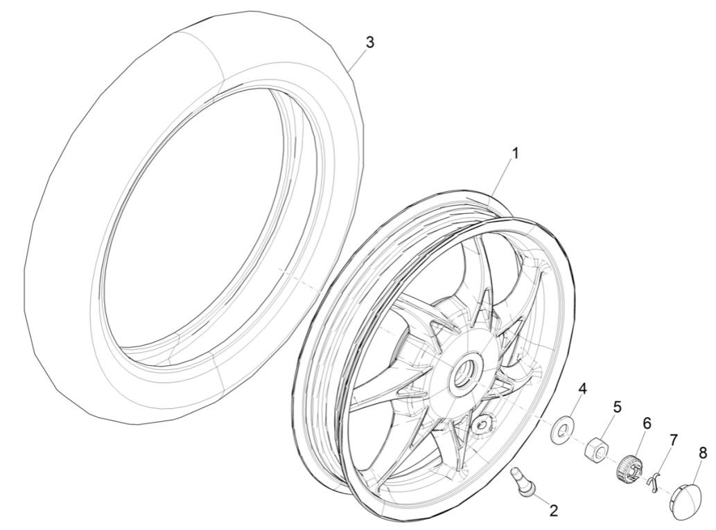 Roue arrière Piaggio Liberty 125 4 temps 3V IE ABS (IGET Euro 5)