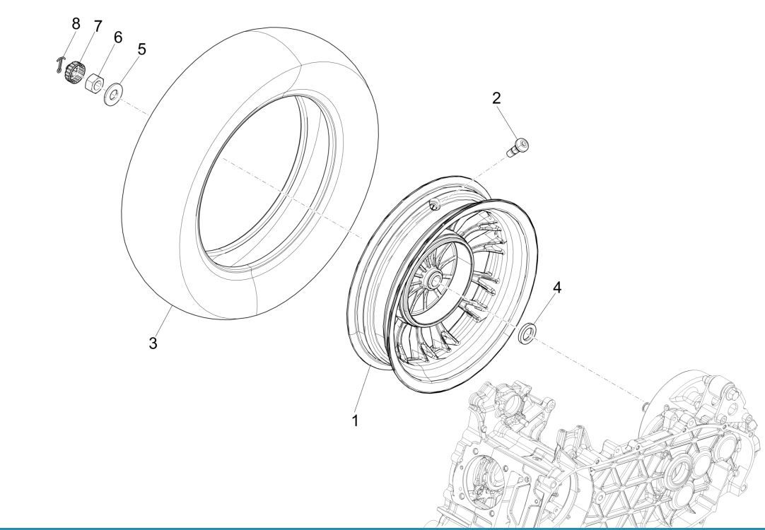 Roue arrière Vespa Sprint 125 4T 3V IE ABS