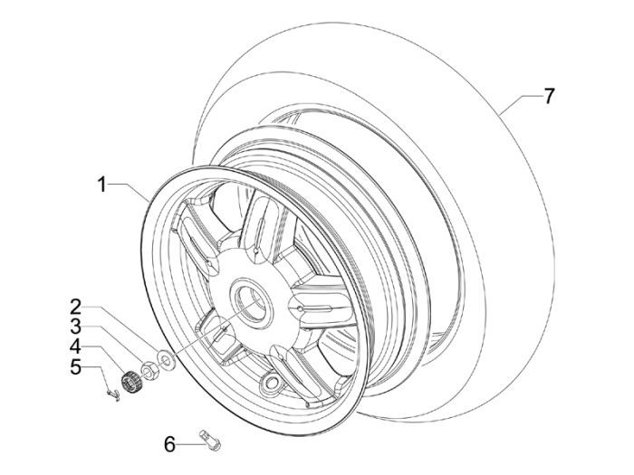 Roue arrière Vespa S 2 temps