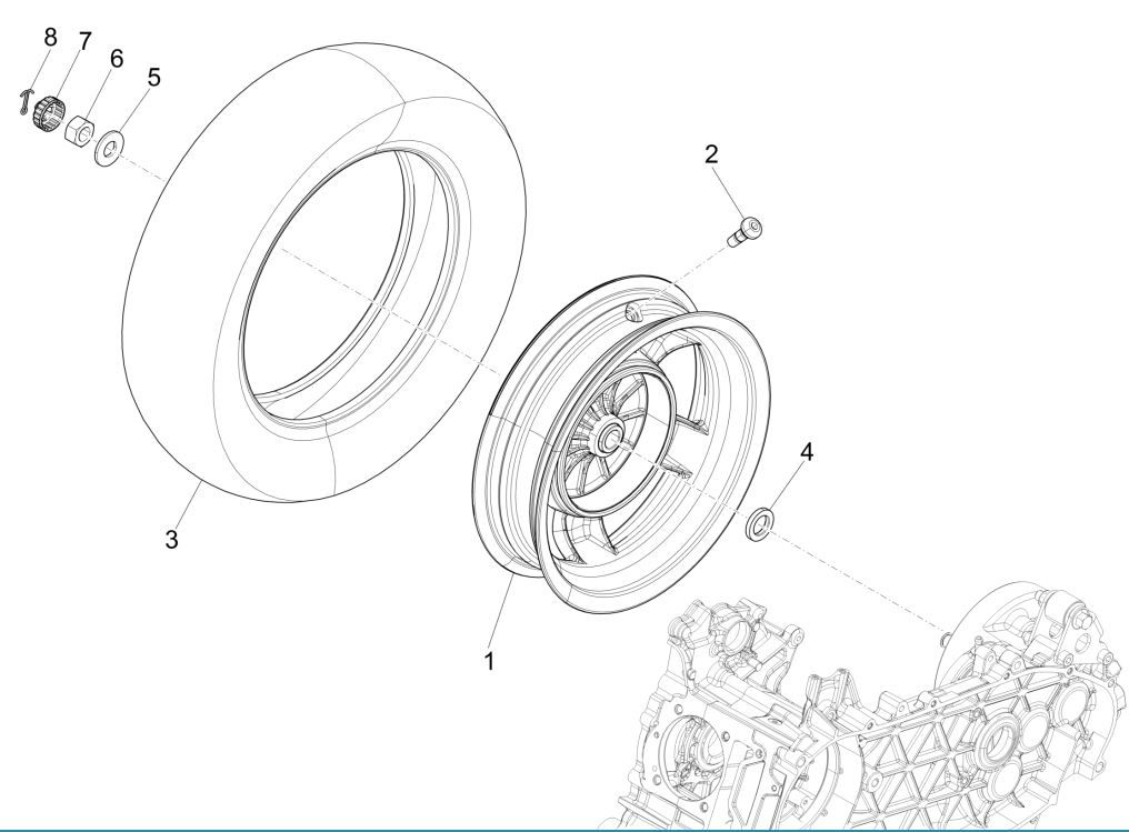 Roue arrière Vespa Primavera 125 4T 3V IE ABS