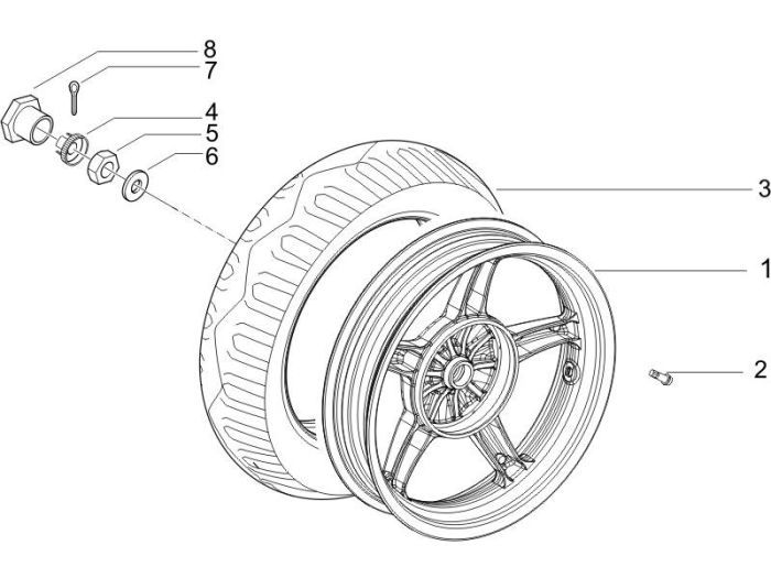 Roue arrière Piaggio Zip 2000 4 temps AC