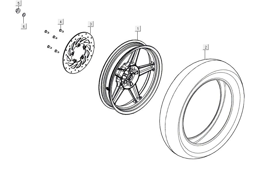 roue arrière AGILITY 16+ 4T 200i Argent Métallique Mat
