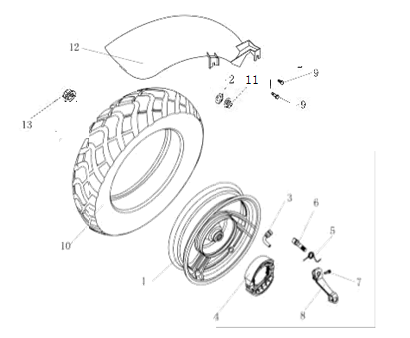 Roue arrière AGM Ape50 marron