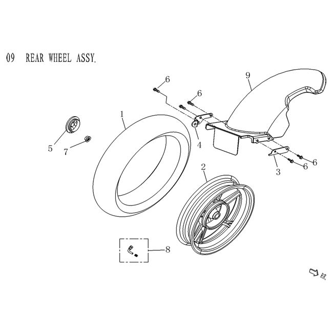 Roue arrière Agm Qube
