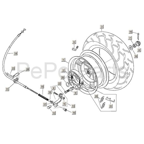 Roue arrière Aprilia Mojito Custom 2t (moteur Piaggio) 2004 - 2010