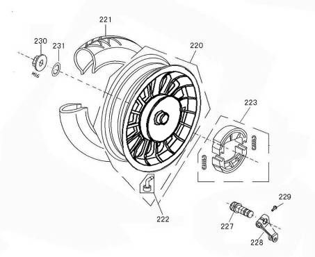 Roue arrière Benzhou YY50QT-45A noire
