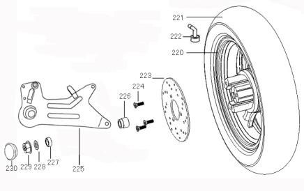 Roue arrière Benzhou ZN50QT-36 noire