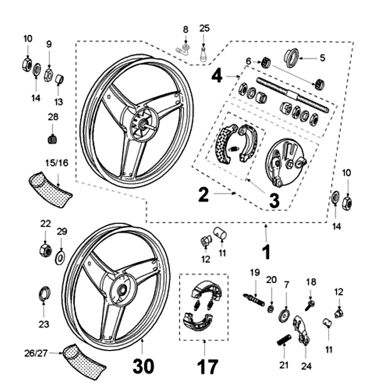 Roue arrière Bernardi Peugeot Fox rouge