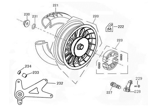 Roue arrière China Classic S orange