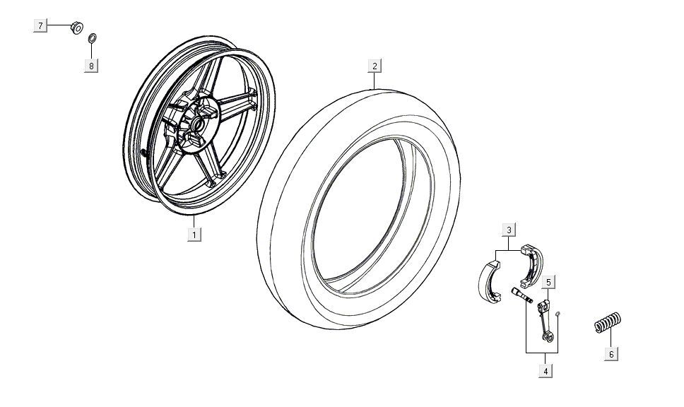 Roue arrière Kymco Agility 16'+ injection 4 temps euro4 Rouge