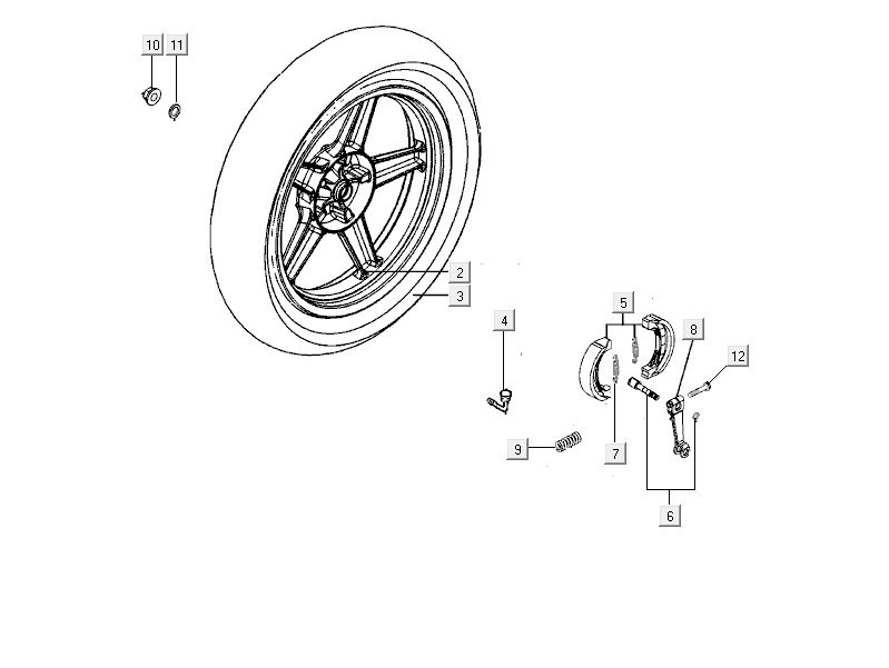 Roue arrière - Mâchoires de frein Kymco City 12