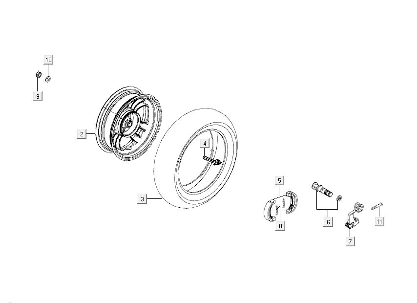 Roue arrière - Mâchoires de frein Kymco Like 50 4T AC
