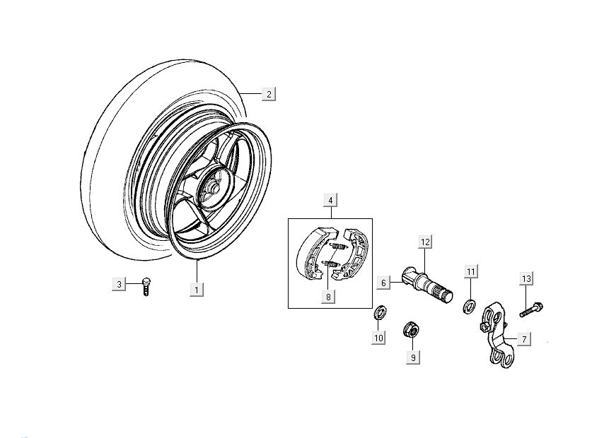 Roue arrière Kymco New Dink 4 temps bleu océan profond