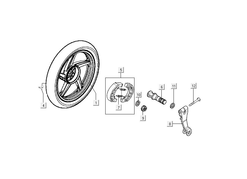 Roue arrière - Mâchoires de frein Kymco People 50 2T AC bleu