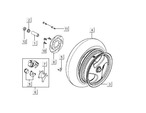 Roue arrière Kymco Super9 2t lc om noir mat/rouge