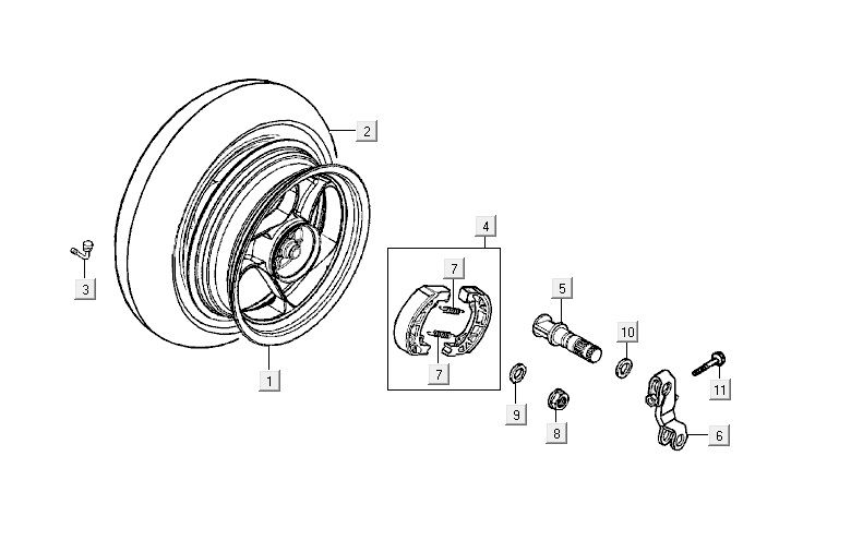 Roue arrière Kymco Vitality 4t ac anthracite