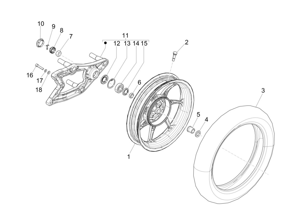 Roue arrière ABS Liberty 125 IGET 4T 3V IE E4 2015 - 2019 (EMEA)