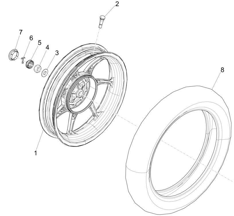 Roue arrière 4 temps Piaggio Liberty 50 (IGET Euro 5)