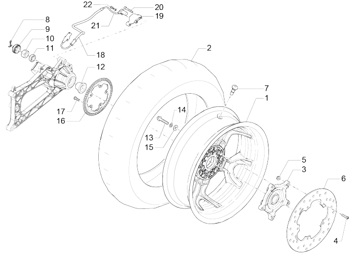 Roue arrière Piaggio MP3 500 LT Business 2014-2016