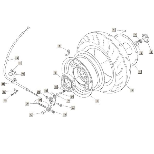 Roue arrière+accessoires Aprilia Habana 2t (moteur Aprilia) 1999 - 2004