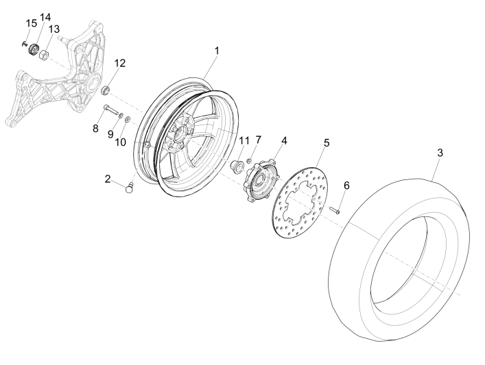 Roue arrière Vespa GTS 250 ie 2005-2016 (sans ABS)