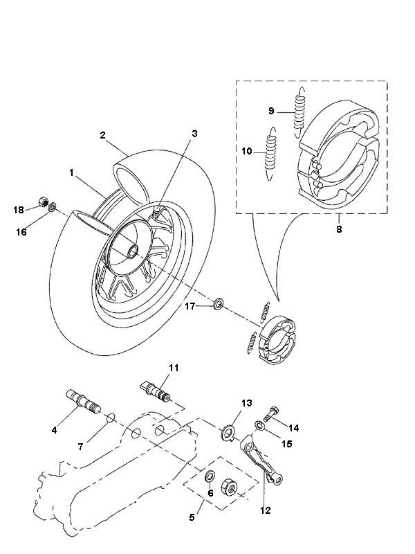 Roue arrière Yamaha Bw's 2 temps