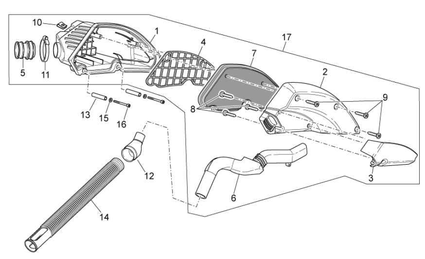 Boîte à air I Aprilia SR 50 H2O ie+carbu 2004-2009