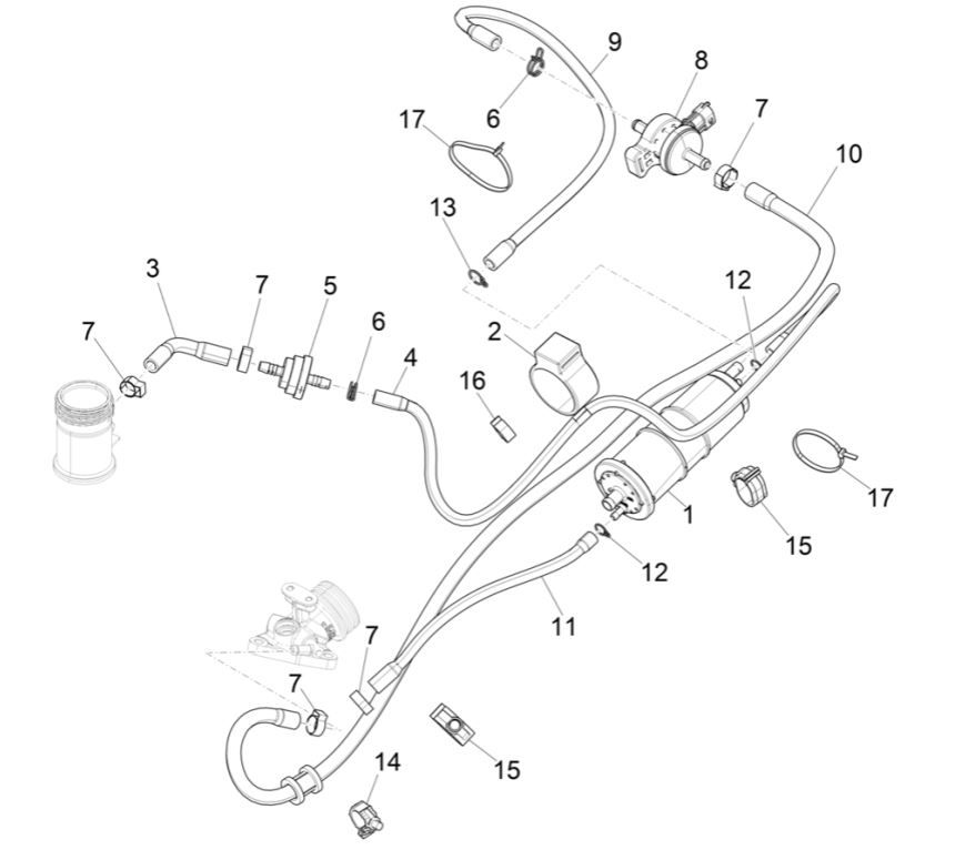 Système anti-évaporation Piaggio Liberty 125 4 temps 3V IE ABS (IGET Euro 5)