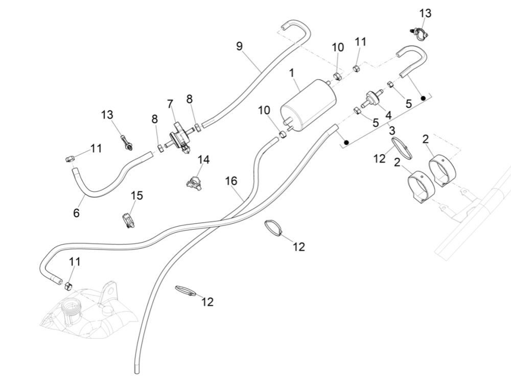 Système anti-percolation Piaggio MP3 300 HPE / 300 HPE Sport ABS Euro 5 2020-2022