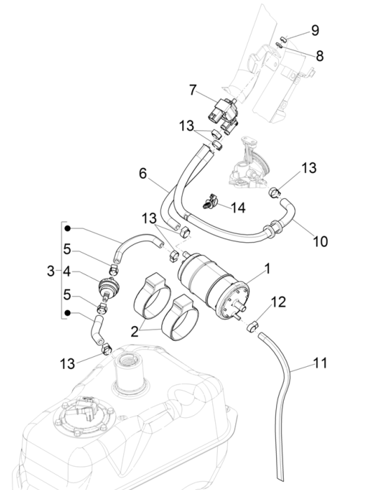 Installation anti-évaporation Piaggio Beverly 300 4T 4V HPE ABS E5 2021-2022 (EMEA)