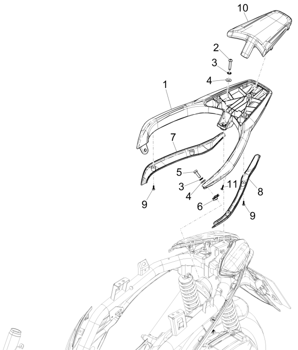 Porte-bagages arrière Piaggio Medley 150 4T IE ABS E4 2016-2020 (EMEA)