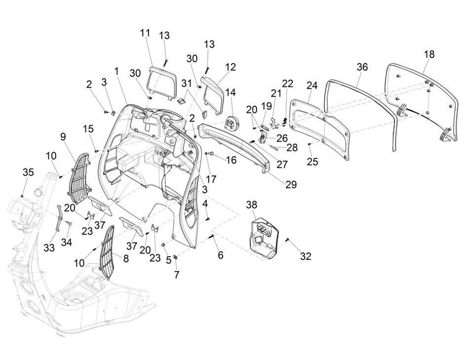 Protège-jambes Vespa GTS 125 4 temps IE ABS Euro4 2016-2018