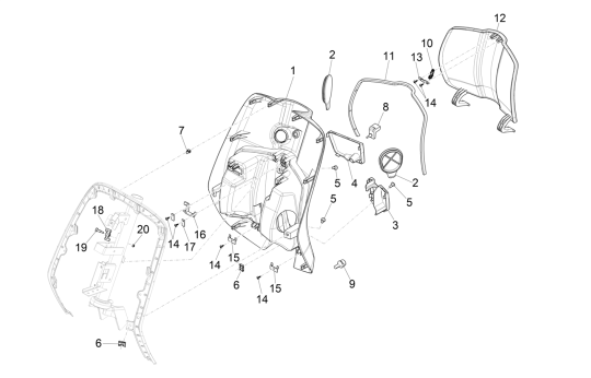 Tablier Vespa Primavera 4 temps 3 soupapes (injection euro4 iget) marron 129/A