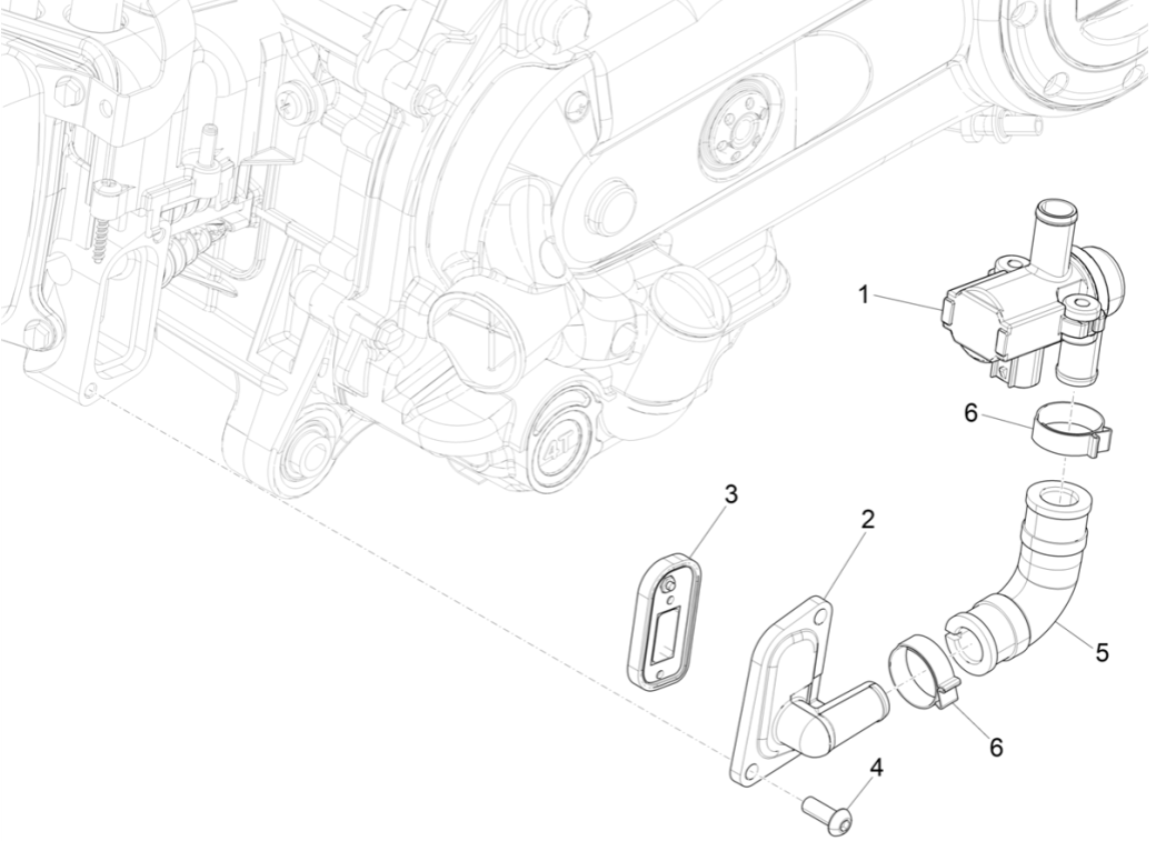 Boîtier d'alimentation en air secondaire 4 temps Piaggio Liberty 50