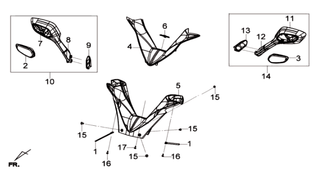 Kit couvre-volant + rétroviseur Sym Joymax 125I ABS gris (GY-517S)