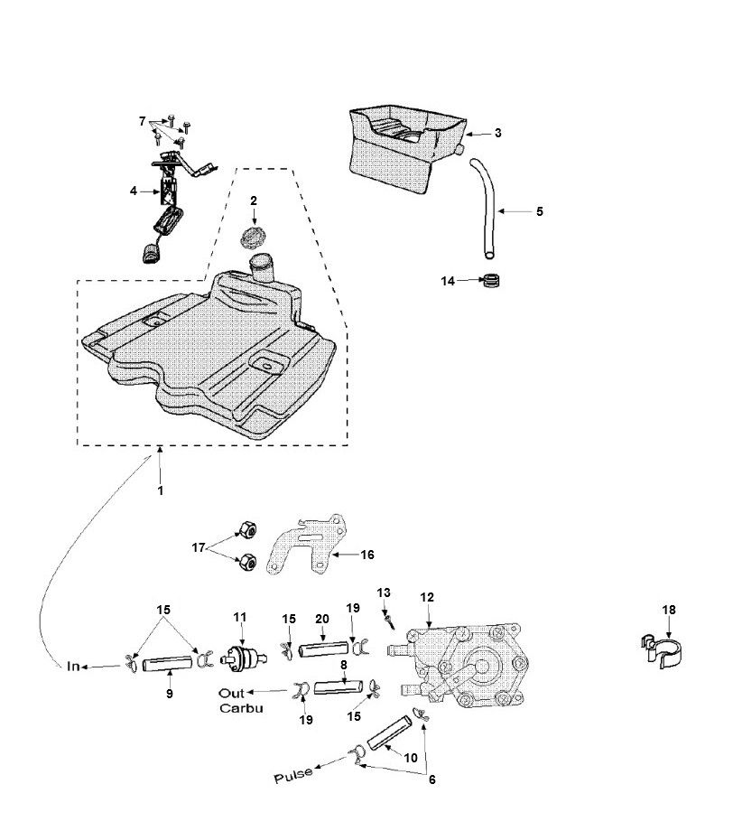 Réservoir de carburant - Réservoir d'huile 2 Peugeot Vivacity 3 4 temps