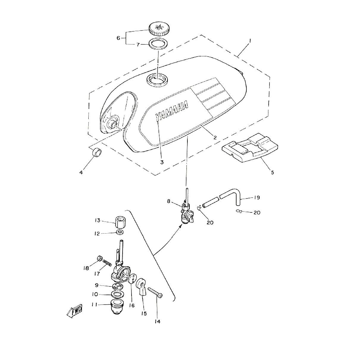 Réservoir d'essence - robinet d'essence Yamaha FS1