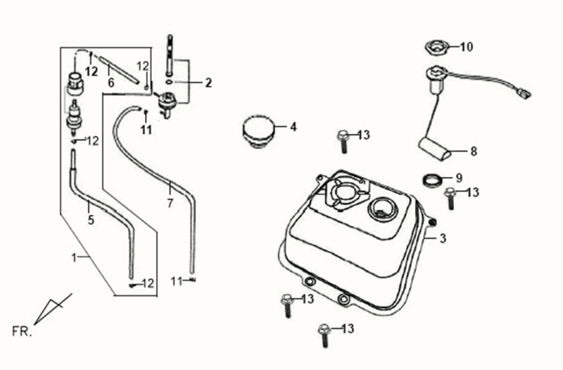 Réservoir de carburant - Tankvlotter Sym Fiddle 50 4T AC blanc (WH-8018P)